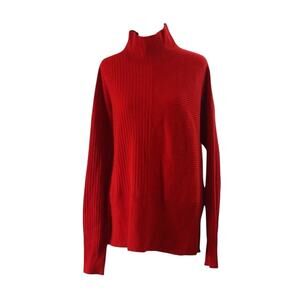 Summersalt Sweater Size Large 100% Cashmere Red Ribbed Knit Loose Fit Office New